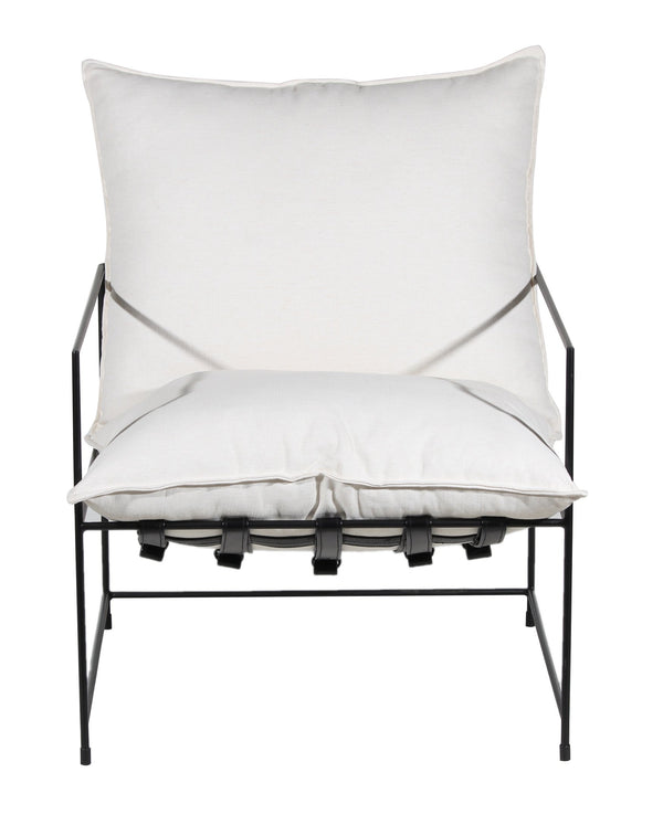 Porter Designs Porter Hagen Accent Chair - Stylish Black Iron Frame With Comfortable White Canvas Upholstery White Metal 01-108-06-8462