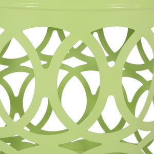 English Elm Outdoor Powder-coated Iron End Table with Geometric Cutout Design for Patio Lounging 73607.00GRN