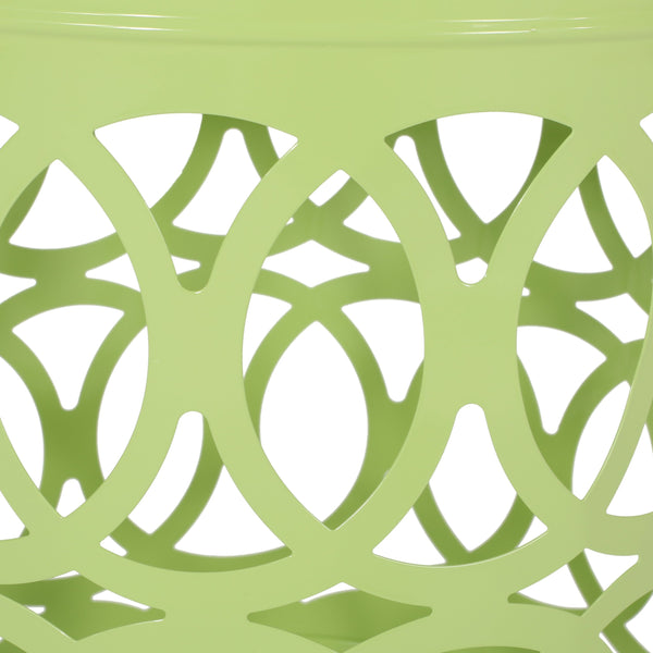 English Elm Outdoor Powder-coated Iron End Table with Geometric Cutout Design for Patio Lounging 73607.00GRN