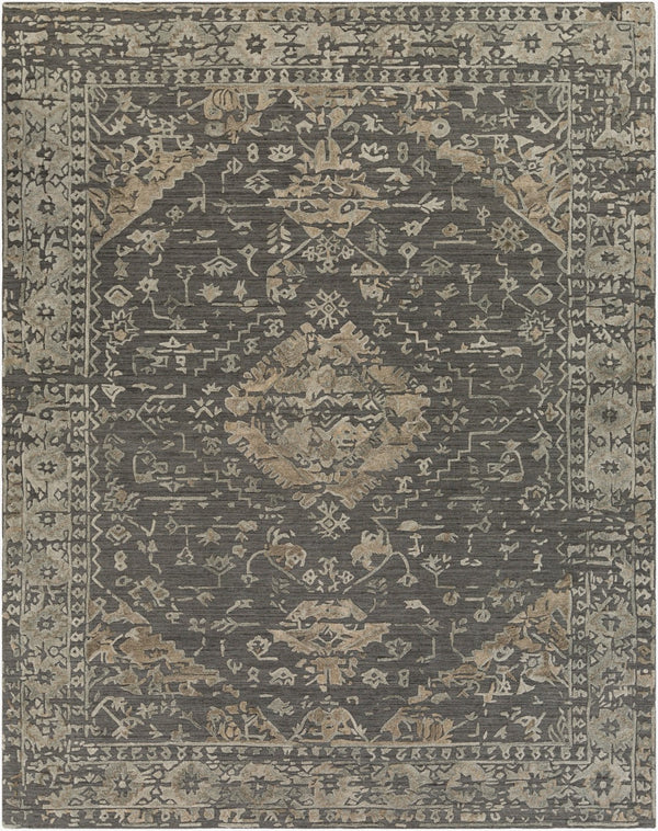 Surya Makalu Mkl-2300 2' X 3' Hand Loomed Rug - Elegant Global Design With Low Pile For Chic Home Décor Charcoal Viscose,Wool Mkl2308-810