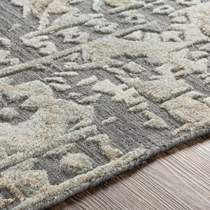 Surya Makalu Mkl-2300 2' X 3' Hand Loomed Rug - Elegant Global Design With Low Pile For Chic Home Décor Charcoal Viscose,Wool Mkl2308-810