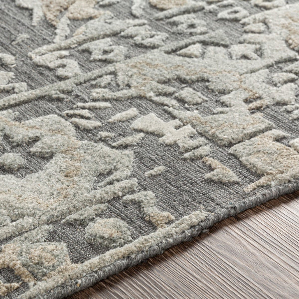 Surya Makalu Mkl-2300 2' X 3' Hand Loomed Rug - Elegant Global Design With Low Pile For Chic Home Décor Charcoal Viscose,Wool Mkl2308-810