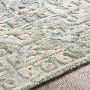 Surya Makalu Mkl-2300 2' X 3' Hand Loomed Rug - Elegant Global Design With Low Pile For Chic Home Décor Dark Green Viscose,Wool Mkl2309-23