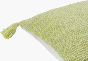 Surya Makrome Accent Pillow - 18"L X 18"W Cotton-wool Blend For Cozy Cottage-style Decor & Easy Care Grass Green Wool,Cotton Mko001-1818p