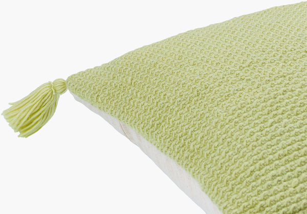 Surya Makrome Accent Pillow - 18"L X 18"W Cotton-wool Blend For Cozy Cottage-style Decor & Easy Care Grass Green Wool,Cotton Mko001-1818p