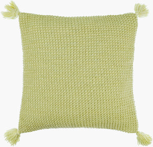 Surya Makrome Accent Pillow - 18"L X 18"W Cotton-wool Blend For Cozy Cottage-style Decor & Easy Care Grass Green Wool,Cotton Mko001-1818p