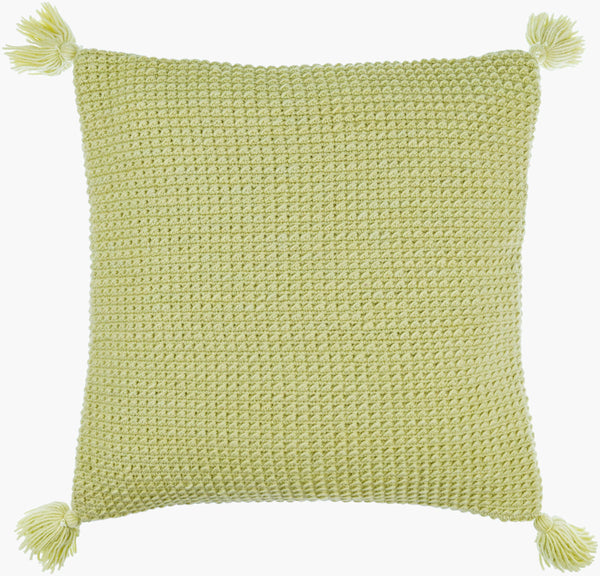 Surya Makrome Accent Pillow - 18"L X 18"W Cotton-wool Blend For Cozy Cottage-style Decor & Easy Care Grass Green Wool,Cotton Mko001-1818p