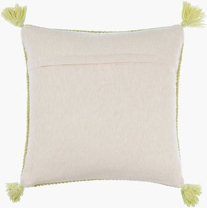 Surya Makrome Accent Pillow - 18"L X 18"W Cotton-wool Blend For Cozy Cottage-style Decor & Easy Care Grass Green Wool,Cotton Mko001-1818p