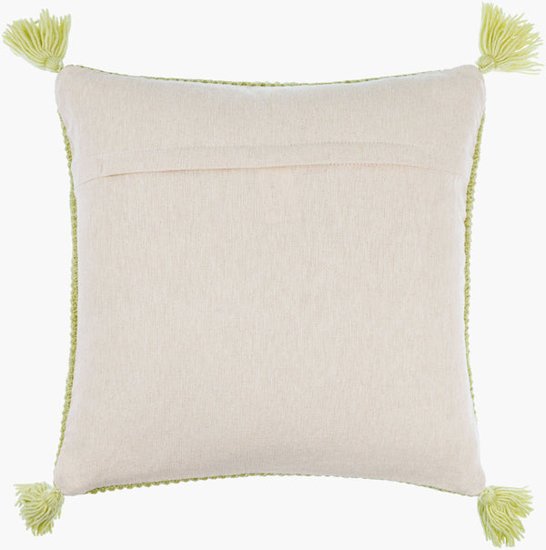 Surya Makrome Accent Pillow - 18"L X 18"W Cotton-wool Blend For Cozy Cottage-style Decor & Easy Care Grass Green Wool,Cotton Mko001-1818p