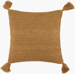 Surya Makrome Accent Pillow - 18"L X 18"W Cotton-wool Blend For Cozy Cottage-style Decor & Easy Care Yellow Wool,Cotton Mko004-2222