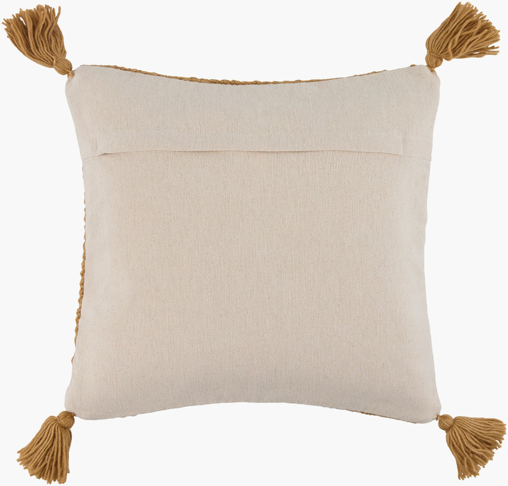 Surya Makrome Accent Pillow - 18"L X 18"W Cotton-wool Blend For Cozy Cottage-style Decor & Easy Care Yellow Wool,Cotton Mko004-2222
