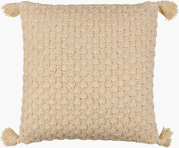 Surya Makrome Accent Pillow - 18"L X 18"W Cotton-wool Blend For Cozy Cottage-style Decor & Easy Care Beige Wool,Cotton Mko005-2020d