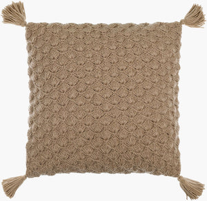 Surya Makrome Accent Pillow - 18"L X 18"W Cotton-wool Blend For Cozy Cottage-style Decor & Easy Care Brown Wool,Cotton Mko006-1818