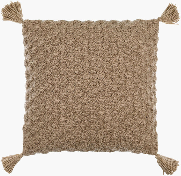 Surya Makrome Accent Pillow - 18"L X 18"W Cotton-wool Blend For Cozy Cottage-style Decor & Easy Care Brown Wool,Cotton Mko006-1818
