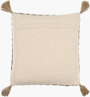 Surya Makrome Accent Pillow - 18"L X 18"W Cotton-wool Blend For Cozy Cottage-style Decor & Easy Care Brown Wool,Cotton Mko006-1818