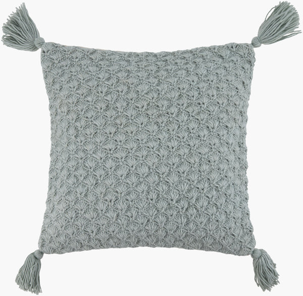 Surya Makrome Accent Pillow - 18"L X 18"W Cotton-wool Blend For Cozy Cottage-style Decor & Easy Care Sage Wool,Cotton Mko007-1818