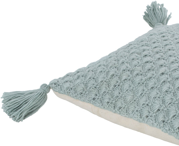 Surya Makrome Accent Pillow - 18"L X 18"W Cotton-wool Blend For Cozy Cottage-style Decor & Easy Care Sage Wool,Cotton Mko007-1818