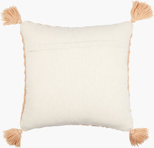 Surya Makrome Accent Pillow - 18"L X 18"W Cotton-wool Blend For Cozy Cottage-style Decor & Easy Care Peach Wool,Cotton Mko008-1818p