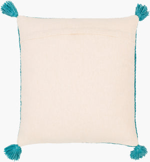 Surya Makrome Accent Pillow - 18"L X 18"W Cotton-wool Blend For Cozy Cottage-style Decor & Easy Care Aqua Wool,Cotton Mko010-2222