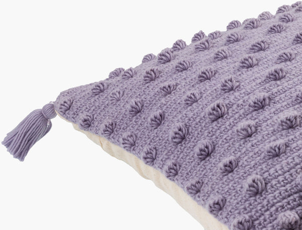 Surya Makrome Accent Pillow - 18"L X 18"W Cotton-wool Blend For Cozy Cottage-style Decor & Easy Care Lavender Wool,Cotton Mko011-2222d