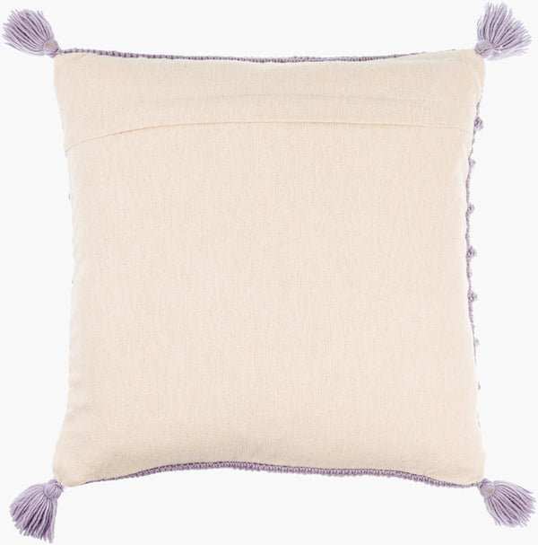 Surya Makrome Accent Pillow - 18"L X 18"W Cotton-wool Blend For Cozy Cottage-style Decor & Easy Care Lavender Wool,Cotton Mko011-2222d
