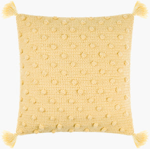 Surya Makrome Accent Pillow - 18"L X 18"W Cotton-wool Blend For Cozy Cottage-style Decor & Easy Care Wheat Wool,Cotton Mko013-1818