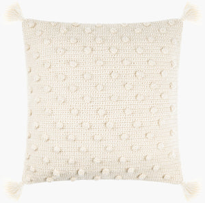Surya Makrome Accent Pillow - 18"L X 18"W Cotton-wool Blend For Cozy Cottage-style Decor & Easy Care White Wool,Cotton Mko014-1818