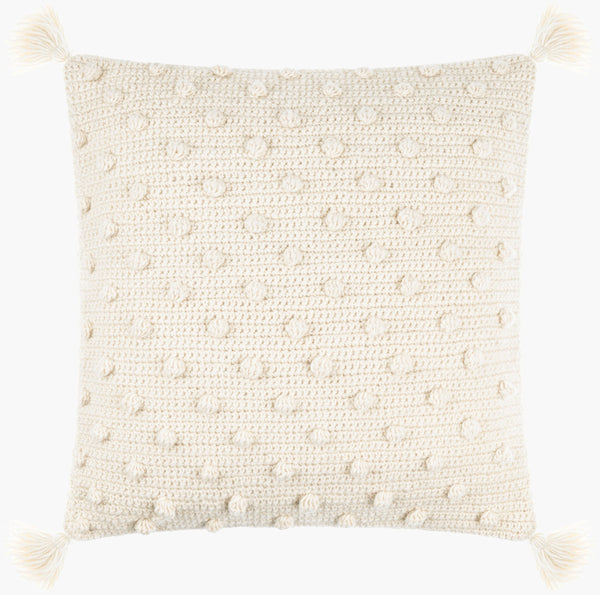 Surya Makrome Accent Pillow - 18"L X 18"W Cotton-wool Blend For Cozy Cottage-style Decor & Easy Care White Wool,Cotton Mko014-1818