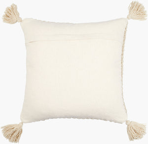 Surya Makrome Accent Pillow - 18"L X 18"W Cotton-wool Blend For Cozy Cottage-style Decor & Easy Care Beige Wool,Cotton Mko015-1818