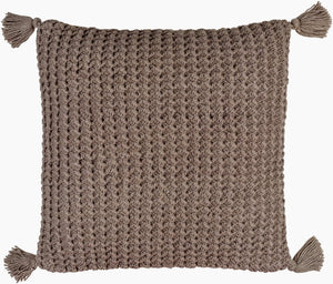 Surya Makrome Accent Pillow - 18"L X 18"W Cotton-wool Blend For Cozy Cottage-style Decor & Easy Care Brown Wool,Cotton Mko016-2020