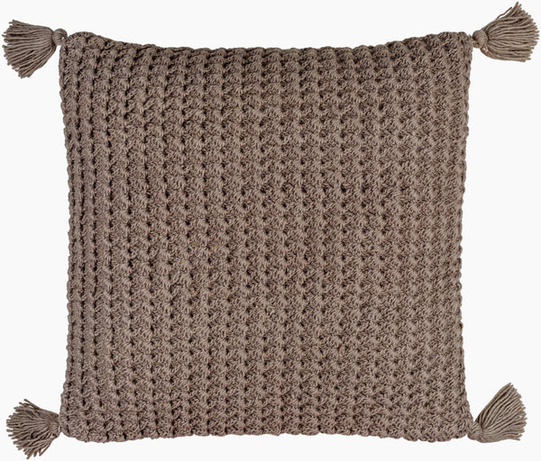 Surya Makrome Accent Pillow - 18"L X 18"W Cotton-wool Blend For Cozy Cottage-style Decor & Easy Care Brown Wool,Cotton Mko016-2020
