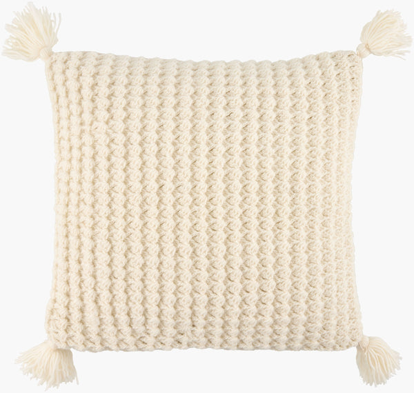 Surya Makrome Accent Pillow - 18"L X 18"W Cotton-wool Blend For Cozy Cottage-style Decor & Easy Care Ivory Wool,Cotton Mko018-1818d
