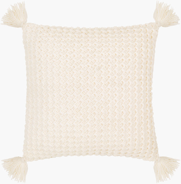 Surya Makrome Accent Pillow - 18"L X 18"W Cotton-wool Blend For Cozy Cottage-style Decor & Easy Care Ivory Wool,Cotton Mko018-2020d