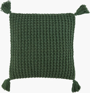 Surya Makrome Accent Pillow - 18"L X 18"W Cotton-wool Blend For Cozy Cottage-style Decor & Easy Care Grass Green Wool,Cotton Mko019-1818p