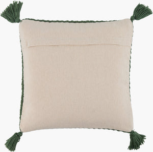 Surya Makrome Accent Pillow - 18"L X 18"W Cotton-wool Blend For Cozy Cottage-style Decor & Easy Care Grass Green Wool,Cotton Mko019-1818p