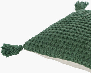 Surya Makrome Accent Pillow - 18"L X 18"W Cotton-wool Blend For Cozy Cottage-style Decor & Easy Care Grass Green Wool,Cotton Mko019-1818p