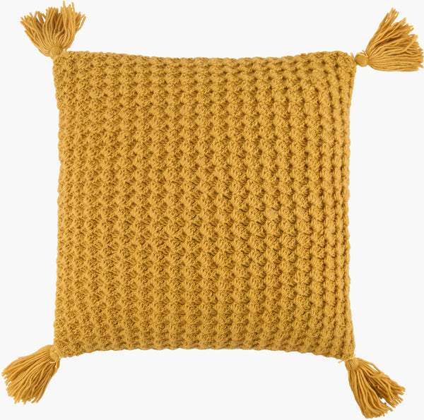 Surya Makrome Accent Pillow - 18"L X 18"W Cotton-wool Blend For Cozy Cottage-style Decor & Easy Care Saffron Wool,Cotton Mko020-2222p