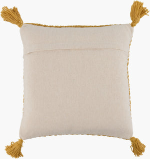 Surya Makrome Accent Pillow - 18"L X 18"W Cotton-wool Blend For Cozy Cottage-style Decor & Easy Care Saffron Wool,Cotton Mko020-2020