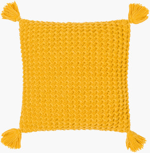 Surya Makrome Accent Pillow - 18"L X 18"W Cotton-wool Blend For Cozy Cottage-style Decor & Easy Care Saffron Wool,Cotton Mko021-2020p