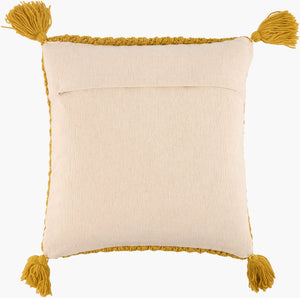 Surya Makrome Accent Pillow - 18"L X 18"W Cotton-wool Blend For Cozy Cottage-style Decor & Easy Care Saffron Wool,Cotton Mko021-1818p