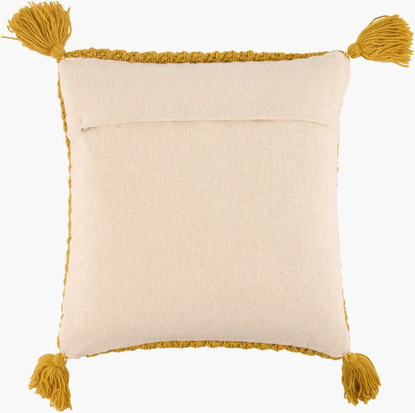 Surya Makrome Accent Pillow - 18"L X 18"W Cotton-wool Blend For Cozy Cottage-style Decor & Easy Care Saffron Wool,Cotton Mko021-1818p