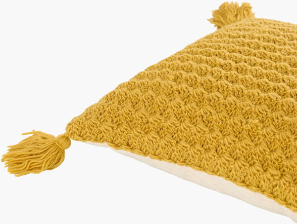 Surya Makrome Accent Pillow - 18"L X 18"W Cotton-wool Blend For Cozy Cottage-style Decor & Easy Care Saffron Wool,Cotton Mko021-1818p