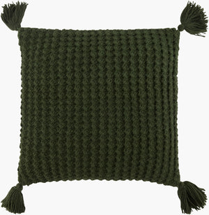 Surya Makrome Accent Pillow - 18"L X 18"W Cotton-wool Blend For Cozy Cottage-style Decor & Easy Care Grass Green Wool,Cotton Mko022-2222p