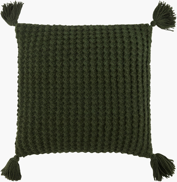 Surya Makrome Accent Pillow - 18"L X 18"W Cotton-wool Blend For Cozy Cottage-style Decor & Easy Care Grass Green Wool,Cotton Mko022-2222p