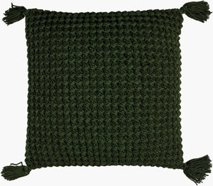 Surya Makrome Accent Pillow - 18"L X 18"W Cotton-wool Blend For Cozy Cottage-style Decor & Easy Care Grass Green Wool,Cotton Mko022-2020d