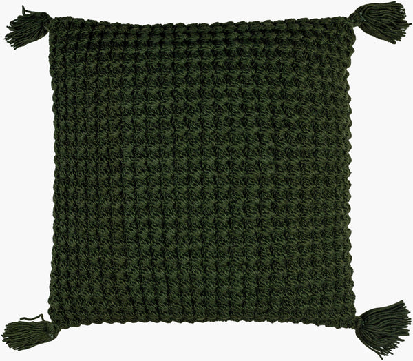 Surya Makrome Accent Pillow - 18"L X 18"W Cotton-wool Blend For Cozy Cottage-style Decor & Easy Care Grass Green Wool,Cotton Mko022-2020d