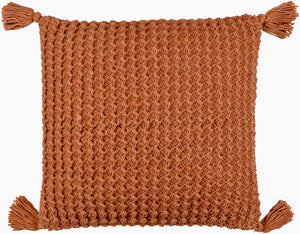 Surya Makrome Accent Pillow - 18"L X 18"W Cotton-wool Blend For Cozy Cottage-style Decor & Easy Care Burnt Orange Wool,Cotton Mko023-2222