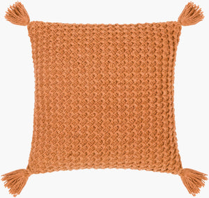 Surya Makrome Accent Pillow - 18"L X 18"W Cotton-wool Blend For Cozy Cottage-style Decor & Easy Care Burnt Orange Wool,Cotton Mko023-2020