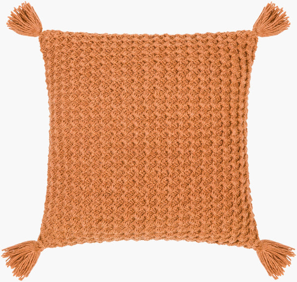 Surya Makrome Accent Pillow - 18"L X 18"W Cotton-wool Blend For Cozy Cottage-style Decor & Easy Care Burnt Orange Wool,Cotton Mko023-2020