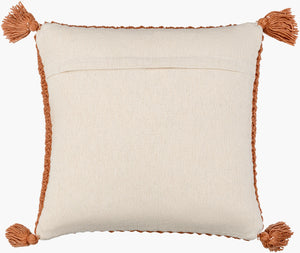 Surya Makrome Accent Pillow - 18"L X 18"W Cotton-wool Blend For Cozy Cottage-style Decor & Easy Care Burnt Orange Wool,Cotton Mko023-2222